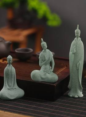 青砂石禅意北魏佛像小摆件桌面茶宠假山鱼缸造景盆景微景观装饰品
