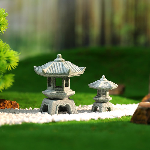 石灯笼小摆件微景观鱼缸盆造景亭