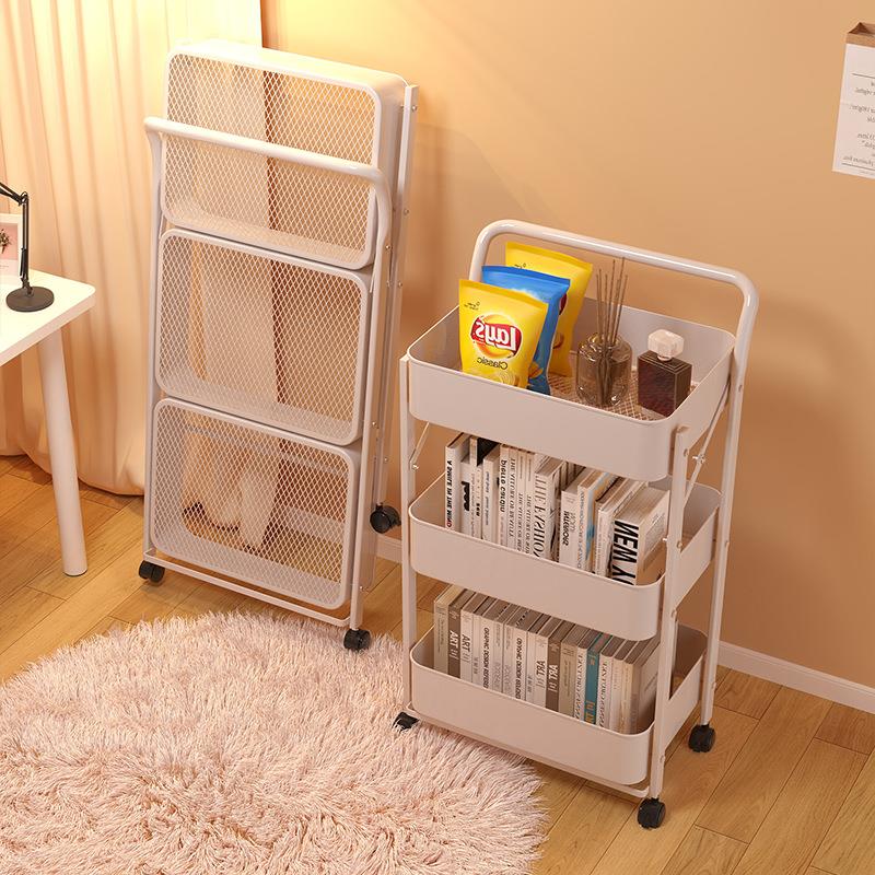 书桌旁小书架落地置物架儿童可移动带轮书本零食收纳免安装小书柜