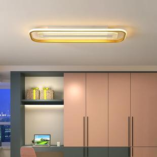 现代简约led阳台灯过道走廊门厅入户衣帽间金色简约长条形吸顶灯