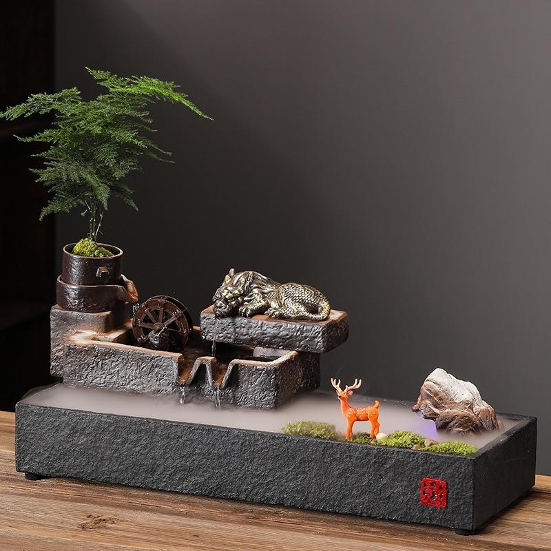 招财流水摆件桌面鱼缸循环水装饰客厅玄关办公室摆设生财开业礼品