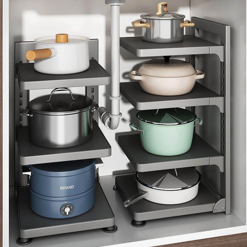 枪灰厨房锅具架多层置物架可折叠多功能收纳锅架子水槽下落地台面,厨房/烹饪用具,抹布架/厨房清洁收纳架,淘宝优惠券,粉丝福利购,淘宝优惠卷