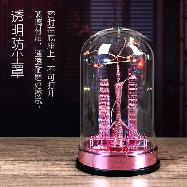发光广州塔建筑模型工艺品桌面摆件广州地标旅游纪念品生日小礼品