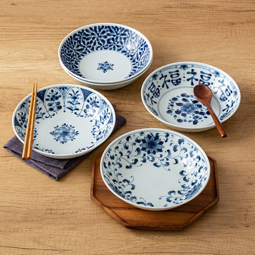 蓝凛堂日本进口陶瓷菜盘家用深盘