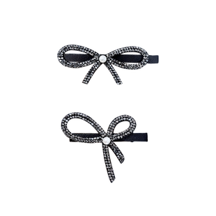 重工边夹侧边大号高级感黑色蝴蝶结耳边夹韩系轻奢水钻鸭嘴发夹子