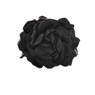 大花朵抓夹中号发量少盘发小众山茶花塑料发夹短发黑色显发量头花