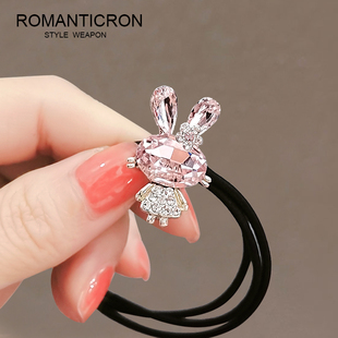 发绳夏季 马尾简约网红兔子水晶头绳少女精致可爱发圈头饰皮筋头花