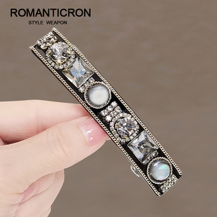 发夹女轻奢风高级感天然贝母发夹女后脑勺马尾弹簧夹顶夹发卡头饰