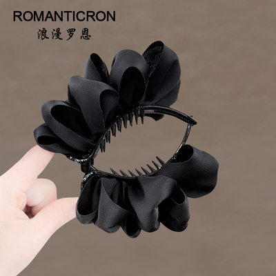 新款网红丸子头抓夹气质黑色百搭发饰后脑勺高级感盘发夹精致头饰