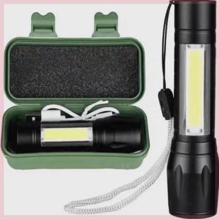 LED强光手电超亮远射铝合金手电家用户外小型USB充电防水便携手电