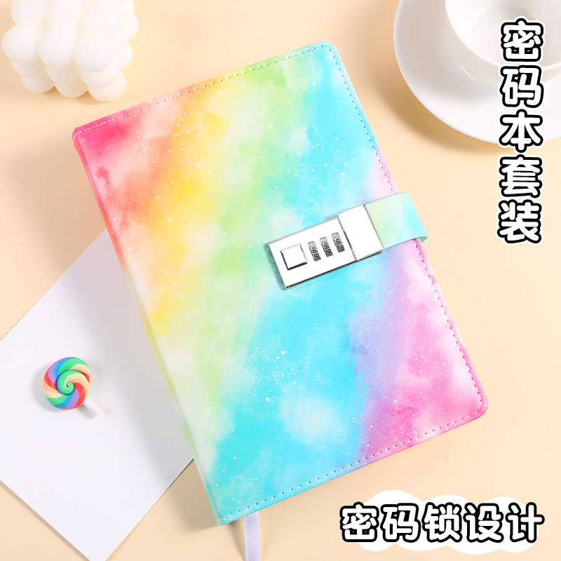 A5密码本笔记本子女孩带锁的日记本高颜值少女心记事本节日小礼物