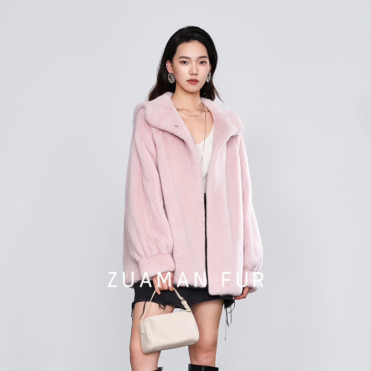黑翼美蓝尊【小熊款】女士可爱秋冬水貂百搭保暖皮草465