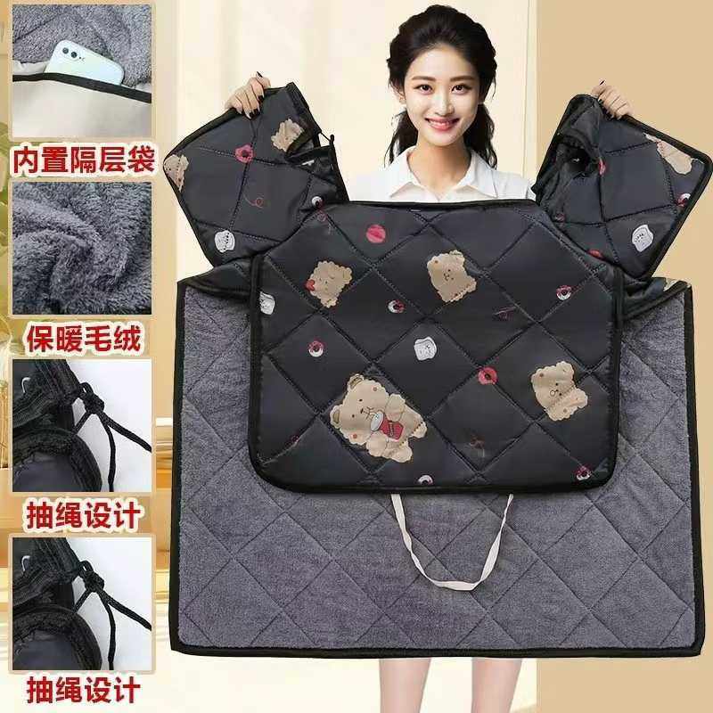 冬季电动摩托车挡风被加绒加厚电瓶自行车防风罩保暖护膝地摊