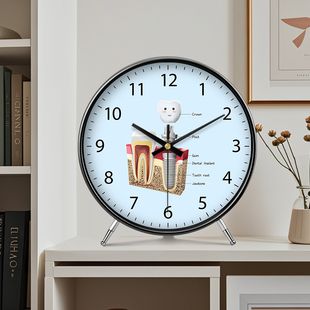 时钟 饰台钟钟表客厅桌面台式 摆件简约时尚 创意座钟现代大气牙齿装