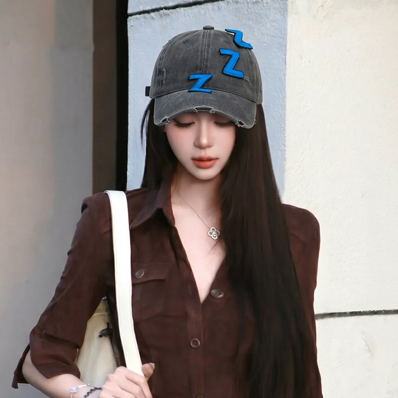zzZ困困帽水洗破坏风棒球帽男女美式复古个性街头鸭舌帽子显脸小