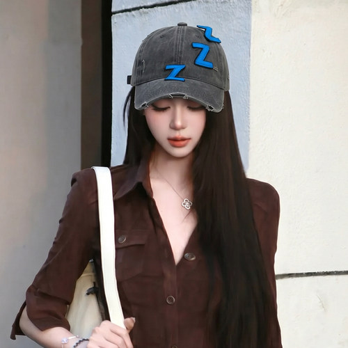美式复古水洗破坏风棒球帽显脸小