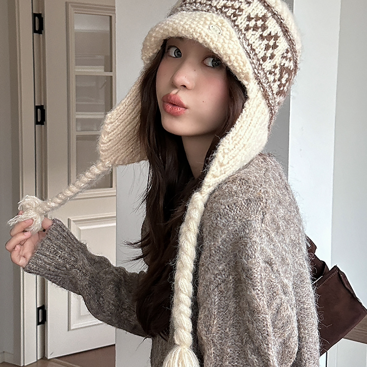 费尔岛风针织毛线帽秋冬加厚保暖