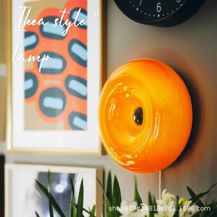 网红中古ins风旺布利甜甜圈壁灯卧室触摸橘色包豪斯床头氛围台灯