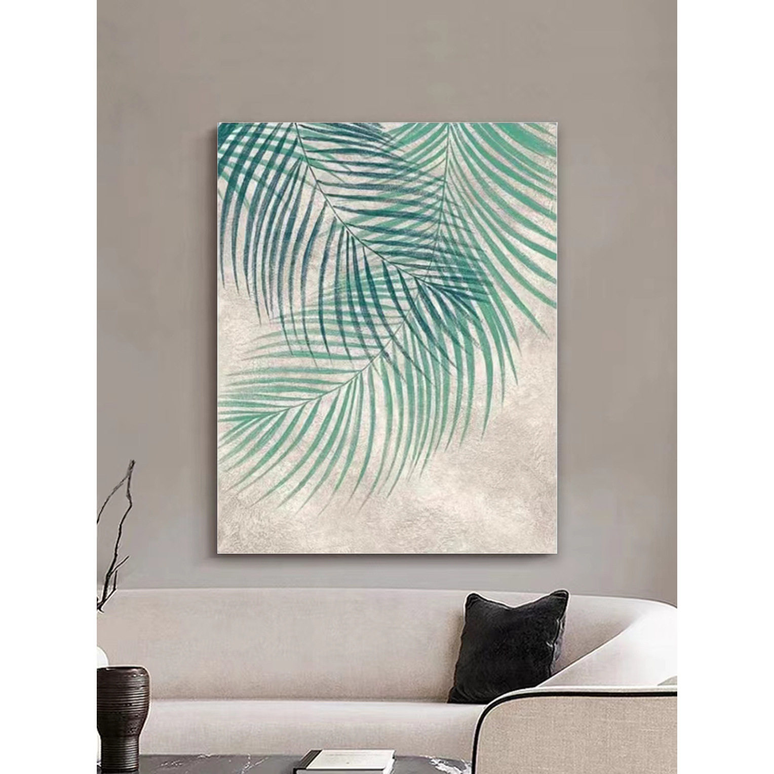 纯手绘油画植物寂风客厅装饰画大业大肌理画玄关房门现代化