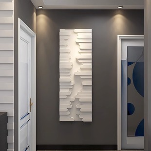入户玄关装饰画简约现代3d立体浮雕挂画竖版设计师高级感走廊过道