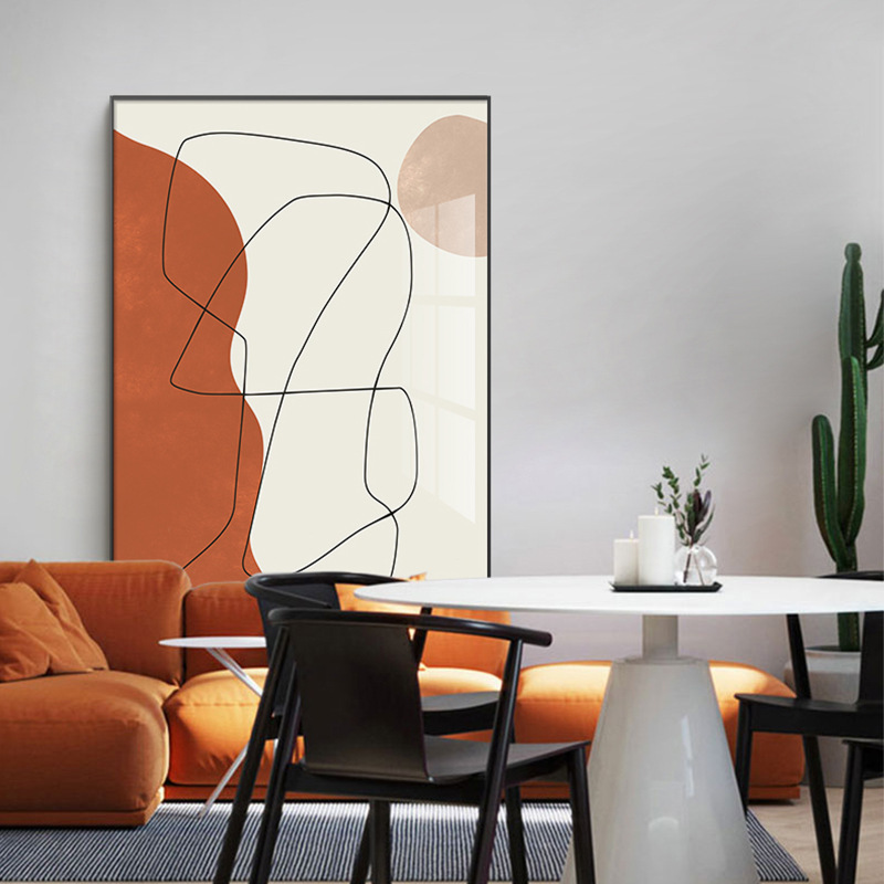 现代简约抽象线条极简玄关挂画几何色块客厅背景墙面落地装饰画图片