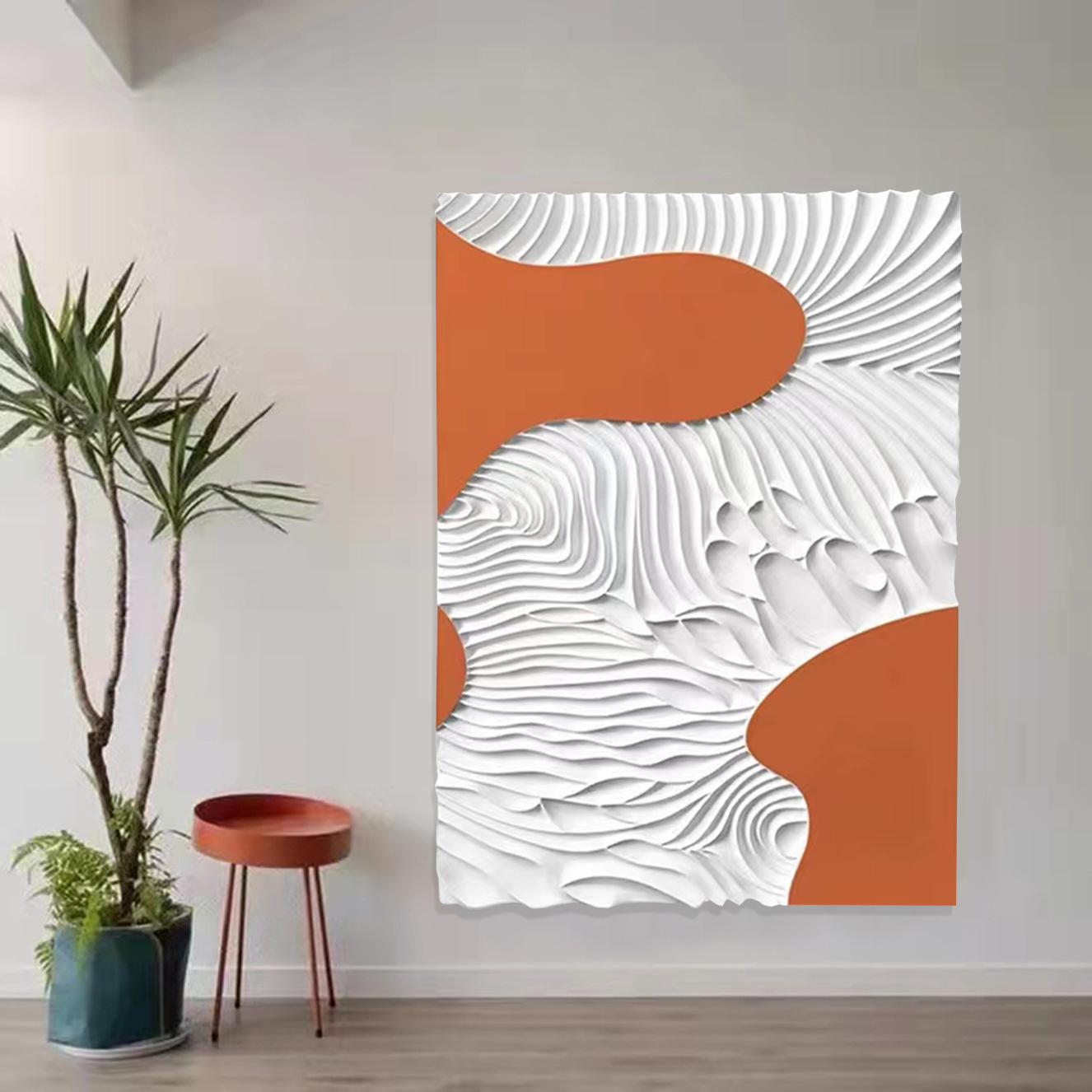 现代简约3D立体玄关浮雕装饰画走廊过道抽象壁画客厅沙发背景挂画图片