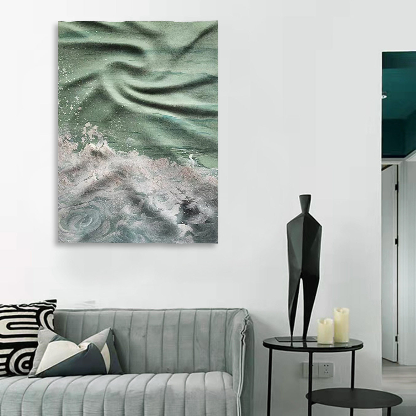 现代轻奢高端3D立体浮雕手绘油画玄关过道装饰画客厅餐厅抽象挂画