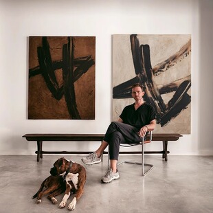 2024新款侘寂风厚肌理现代简约客厅沙发后装饰画玄关走廊过道挂画