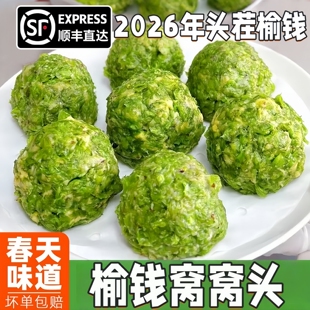 新鲜榆钱窝窝头2026新鲜现摘头茬野菜团子杂粮粗粮馒头早餐速食品