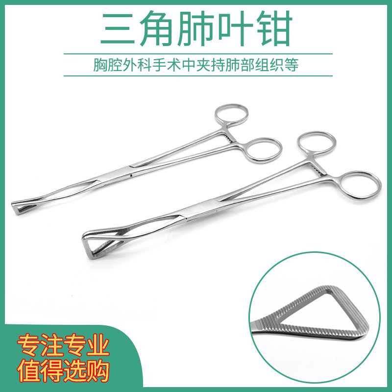 肺叶钳三角钳组织钳不锈钢三角形带齿防滑钳子夹动宠物肺叶组织用