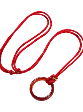 挂脖冰种玛瑙玉髓冷淡风指环吊坠