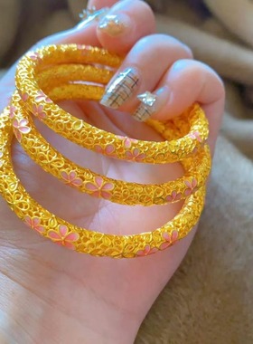 爆款桃花珐琅手镯宫廷复古闭口送老婆闺蜜