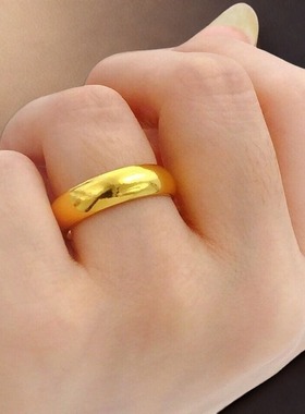光面戒指男女款结婚情侣百福对戒指环戒子