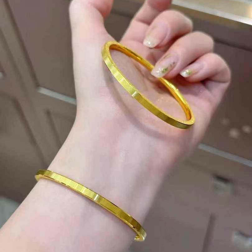 新款手镯女款碎碎冰拉丝素圈实心镯子简约手环老婆礼物筷子拉丝