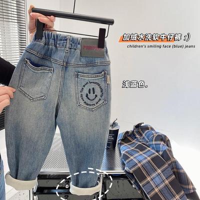 儿童女童加绒牛仔裤2025新男