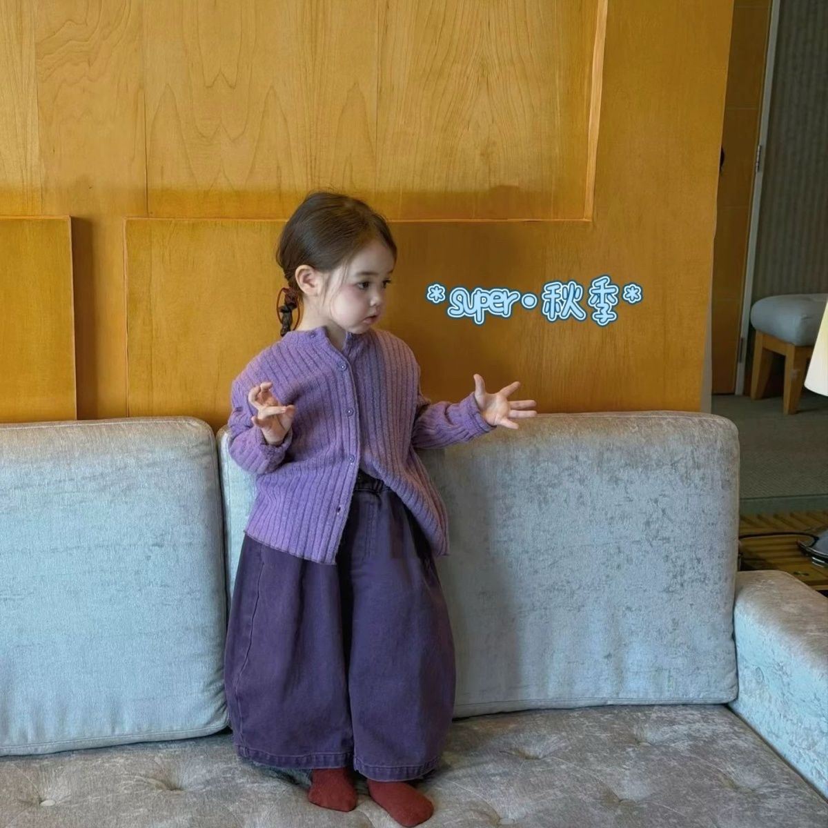女童套装秋冬季2026款韩版毛衣针织开衫外套休闲牛仔裤春秋两件套