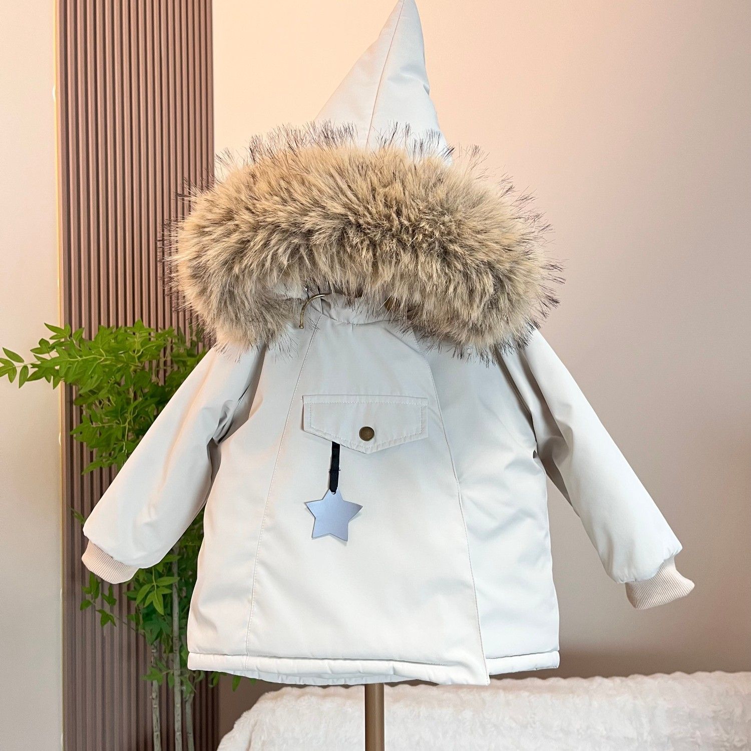 新版mat男童女童宝宝棉袄棉服2025新款冬季精灵帽加绒加厚外套