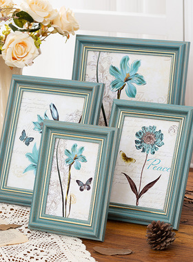 美式复古7寸8寸10寸相框摆台照片框相册架16寸20寸8k画框装裱挂墙