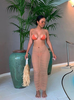 Hirigin Sexy Women Beach Skiers Mesh Bathing Suit Cover Up S