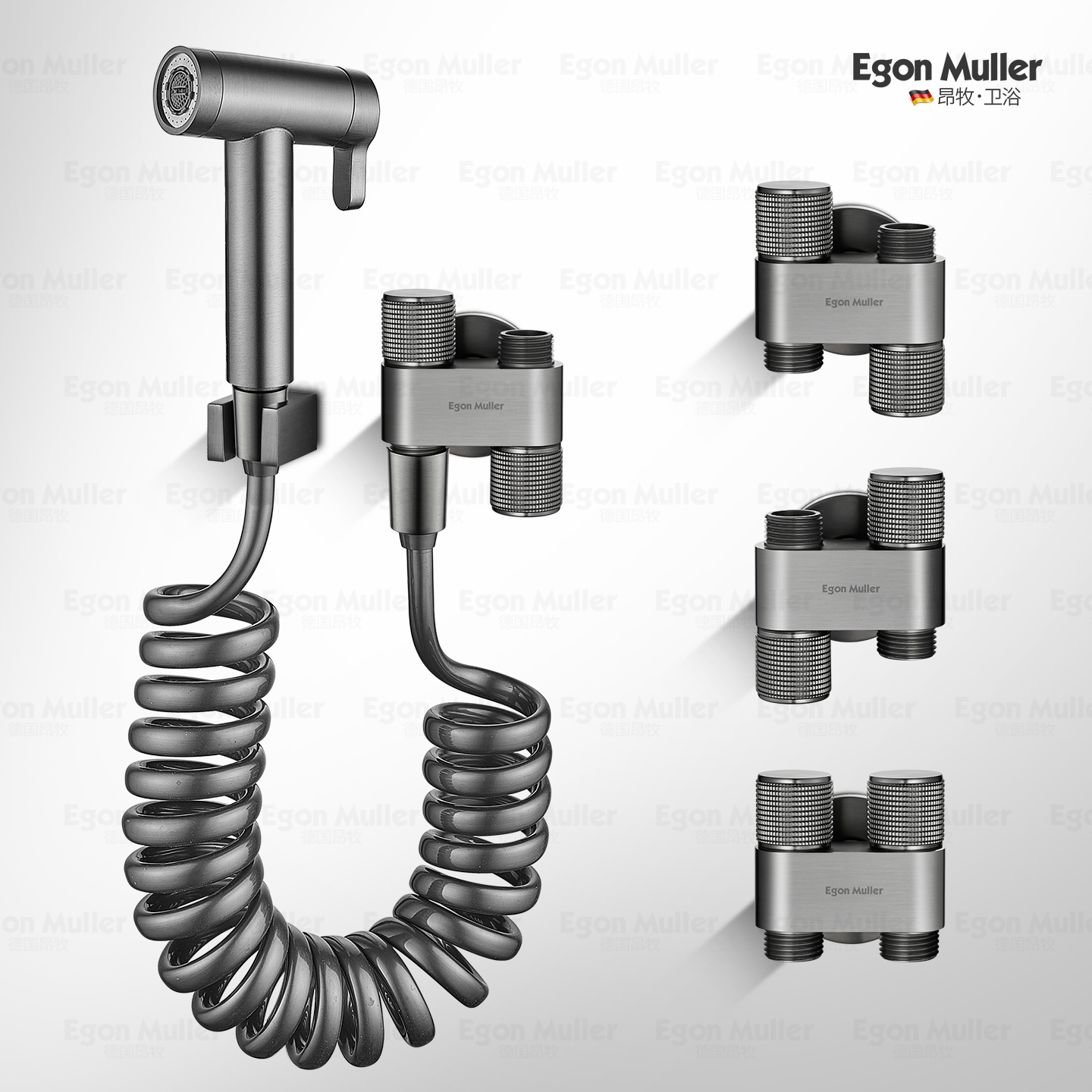 昂牧全铜一进二出角阀带马桶喷枪