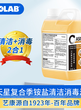 ECOLAB艺康 天星牌复合季铵盐清洁消毒液酒店机场卫生间高浓缩 2L