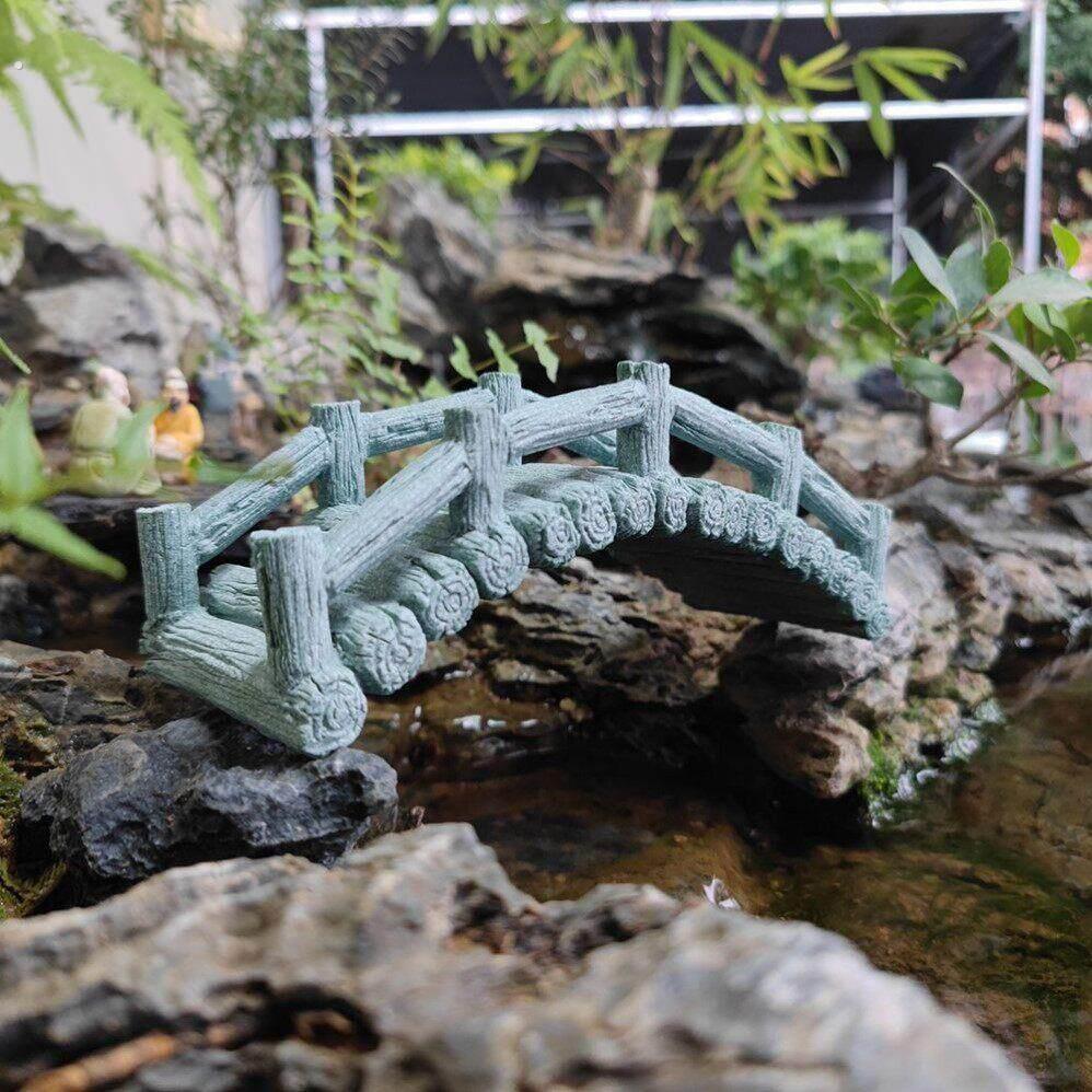 中式微景观摆件桌面盆景小拱桥青板桥青砂石水族桥枯山水拱桥摆件