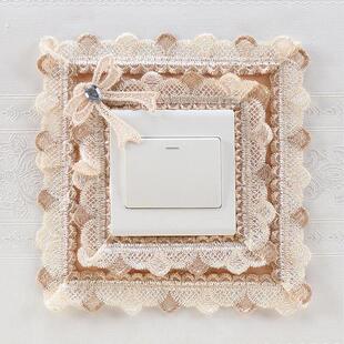 开关保护套边框简约墙壁装饰客厅贴墙卧室创意插座贴布布艺蕾丝