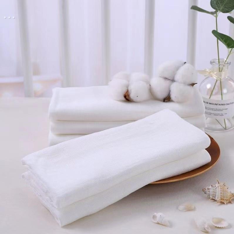 纯棉纱布尿布方巾宝宝吸汗巾薄款新生儿洗澡布婴儿大毛巾纯白色