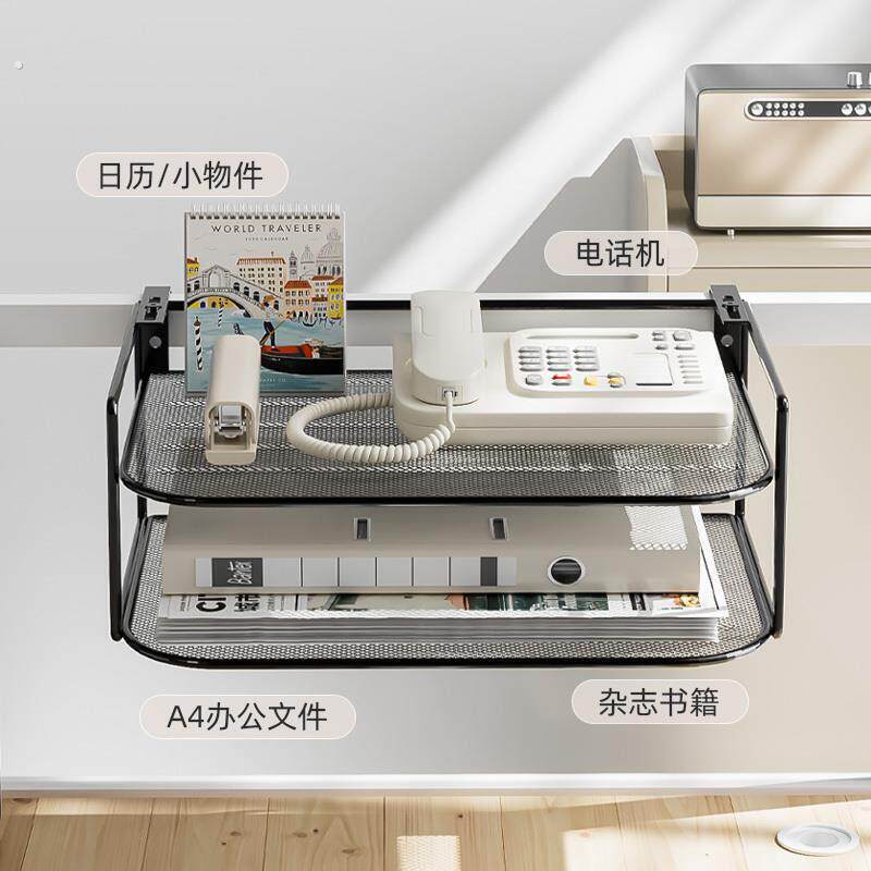 办公桌工位电话机架公室面资由料置物架桌屏风悬办挂0212式路器收