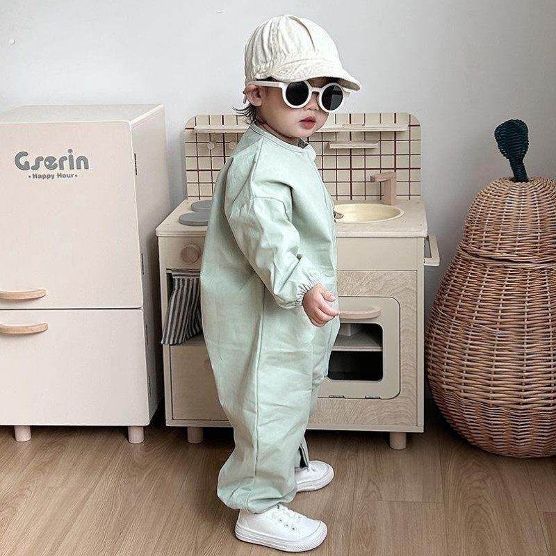 纯棉秋冬宝宝爬爬服户外婴儿爬行服连体衣服儿童外出罩衣防脏全身