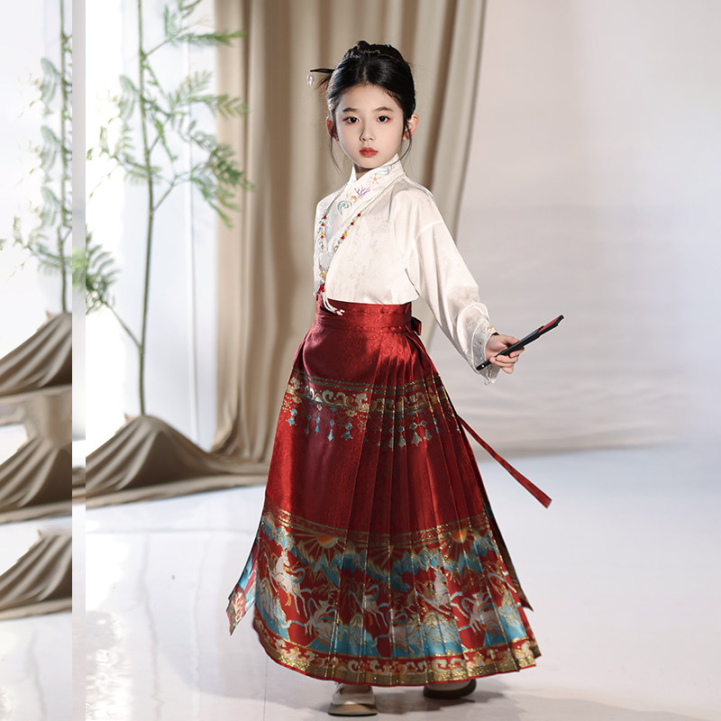 暮汉春秋高档织金女童马面裙