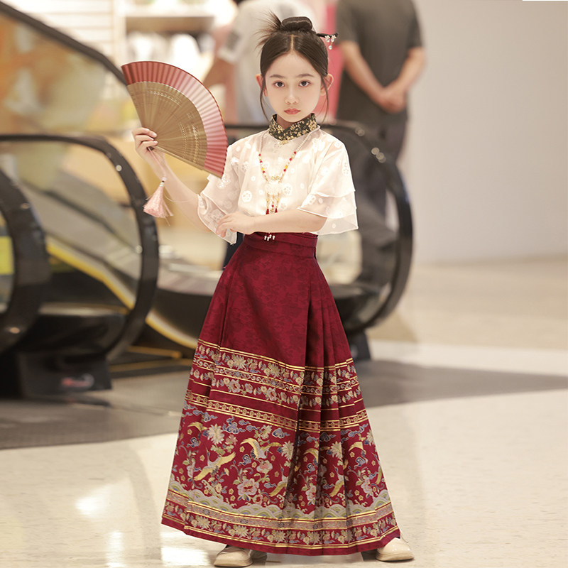 高级马面裙女童套装夏季中国风图片