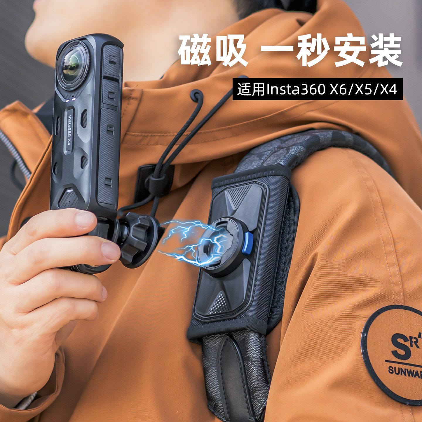 Insta360X6/X5/X4磁吸快拆背包夹图片
