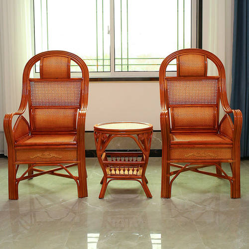 印尼真藤椅三件套中式阳台桌休闲家用小茶藤编单人椅厂家批发家具